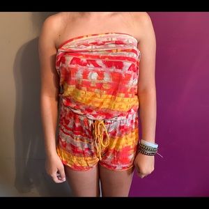 Multi-Color Strapless Romper